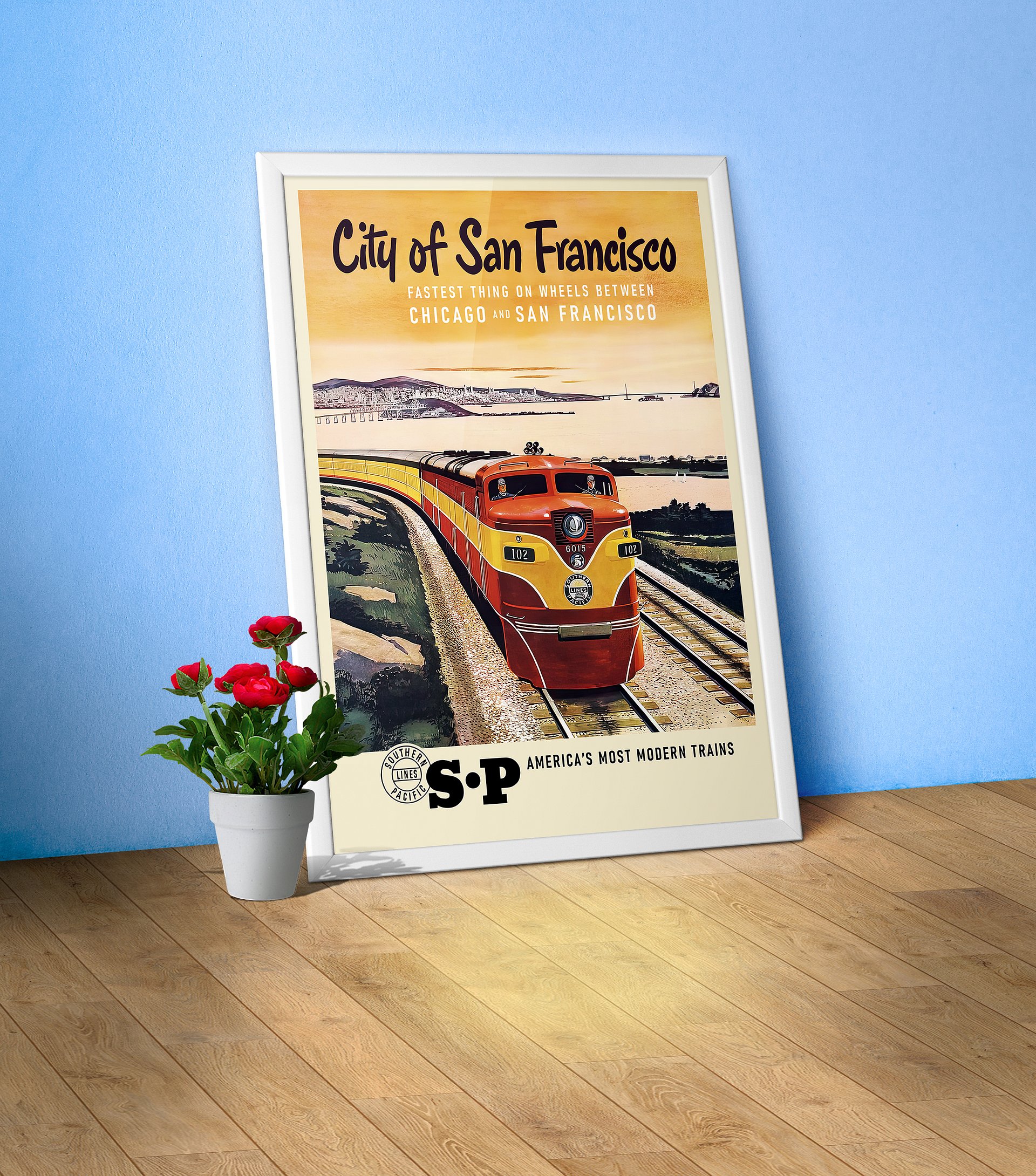 City of San Francisco Train, USA, 1960s — retro train poster, vintage train art, train print, retro travel wall art product image (1)