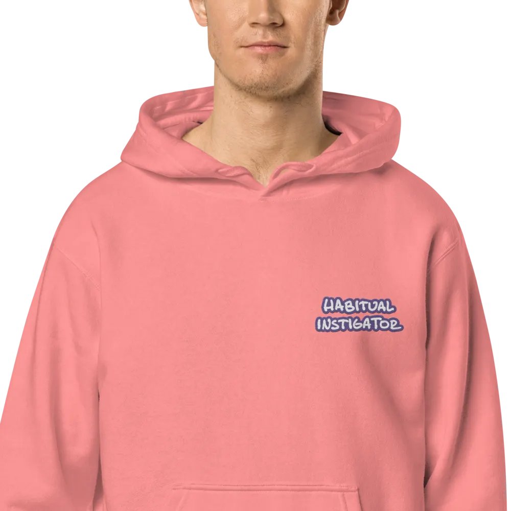 Habitual Instigator (L.C. purple bubble design 2) embroidered pigment hoodie product image (1)