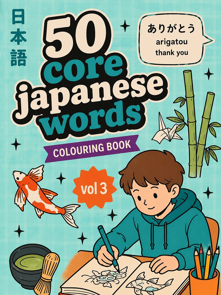 50 Core Japanese Words Colouring Book Series (Volume 3) Preorder product image (1)