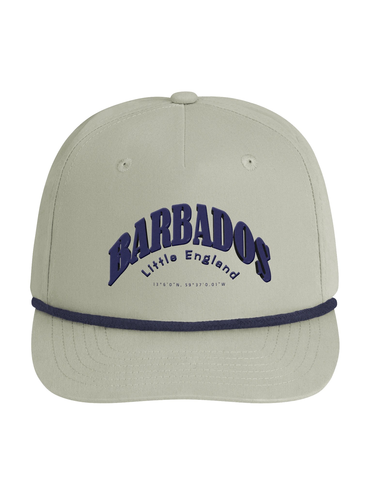 Caribbean Apples - Barbados | Embroidered | Golf Rope Cap | Tan & Navy product image (1)