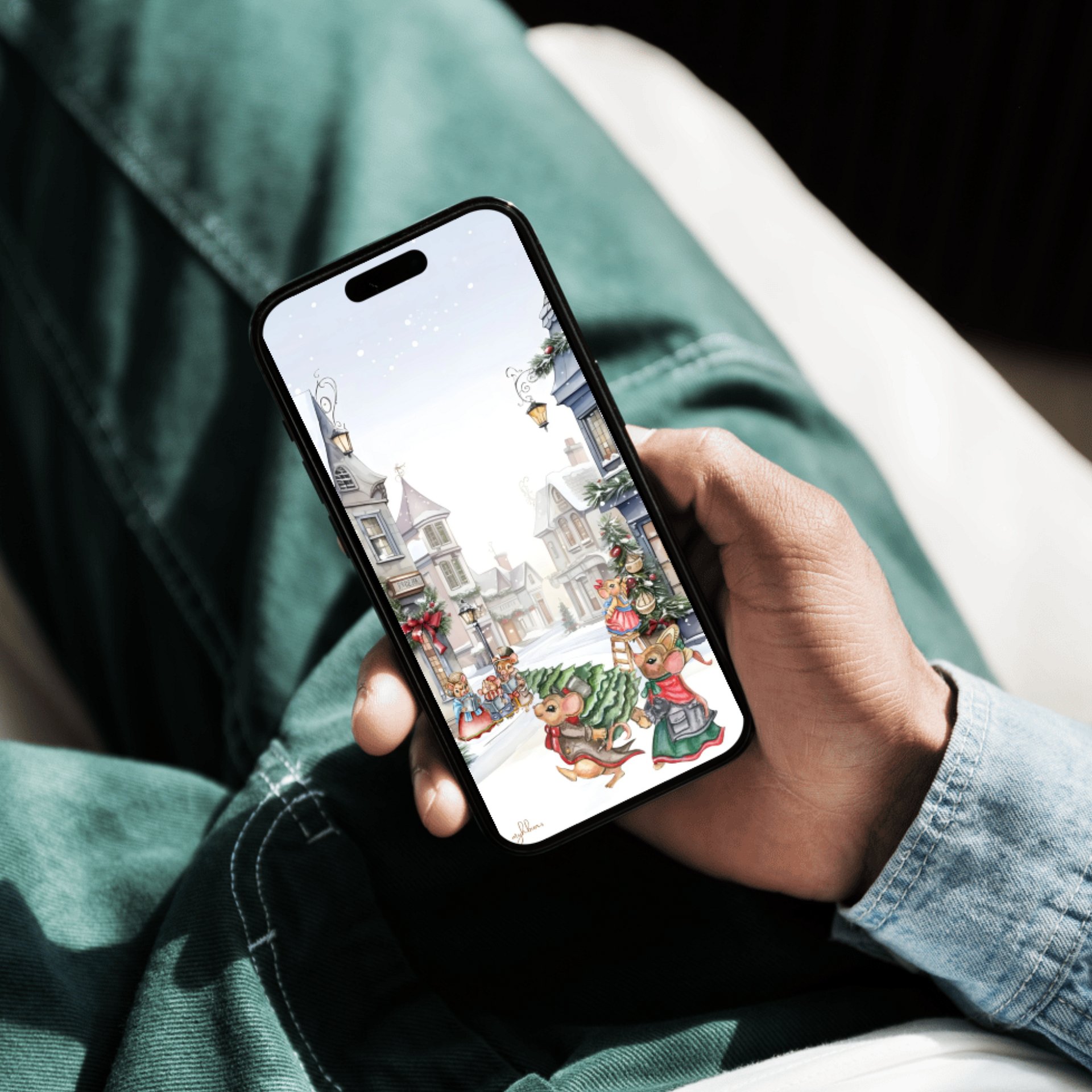 Prelude to Christmas Smartphone Digital Wallpaper | Festive Holiday Phone Background | Instant Download product image (4)