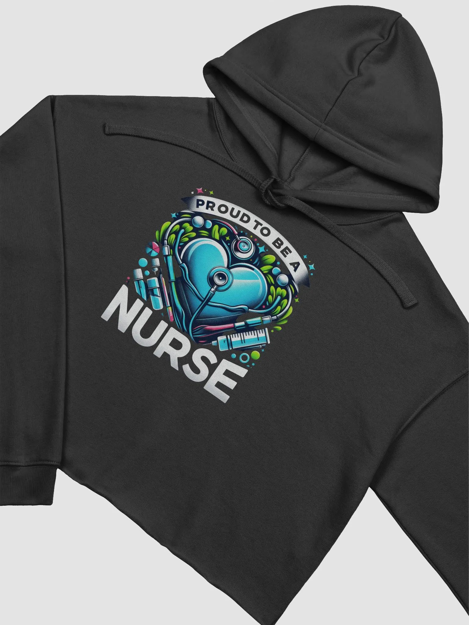 Proud Nurse Heart Stethoscope Crop Hoodie product image (8)