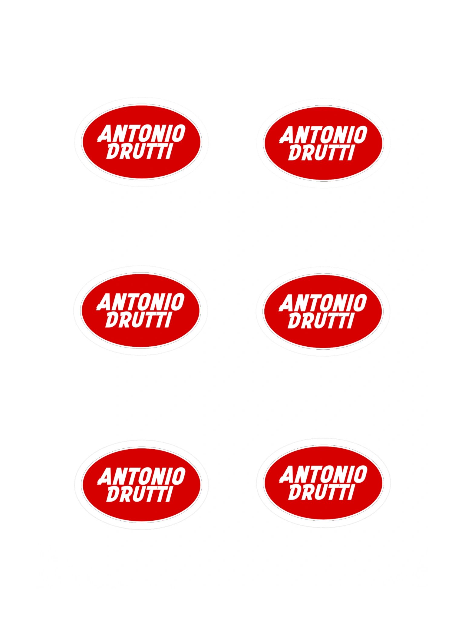 Antonio Drutti Red Oval Logo Sticker Sheetn, 6 Stickers met witte rand product image (3)