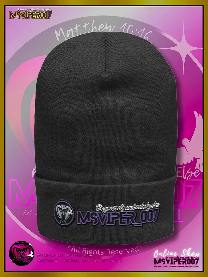 Cuffed Beanie [ Embroidered Design(s) ] - "MsViper_007™ Brand [purple/blk/V1] - Support&Sport" Stylish Beanie by Anna H. product image (1)
