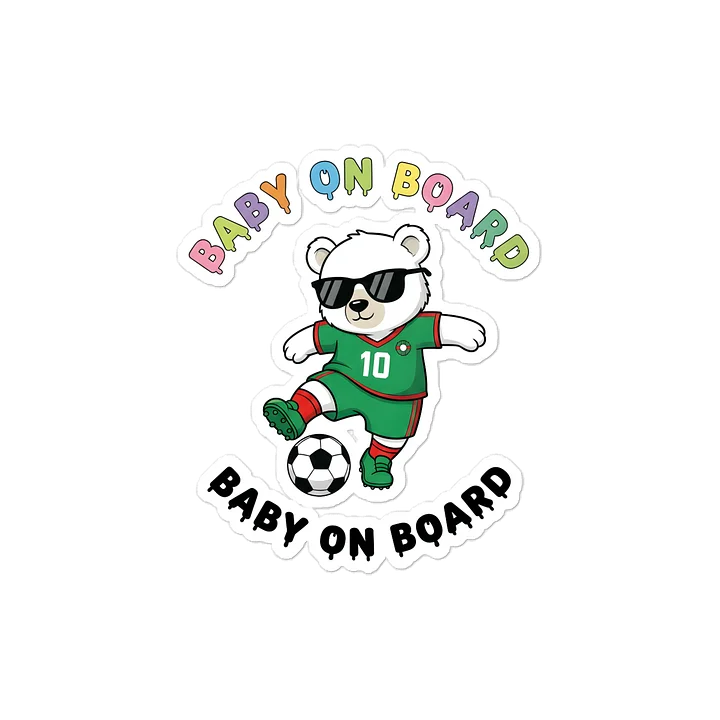 Funny Bear Soccer Baby on Board Sticker - 5x5 Weatherproof Vinyl Car Decal - Cute Bear Soccer Mom and Soccer Dad Gift product image (1)