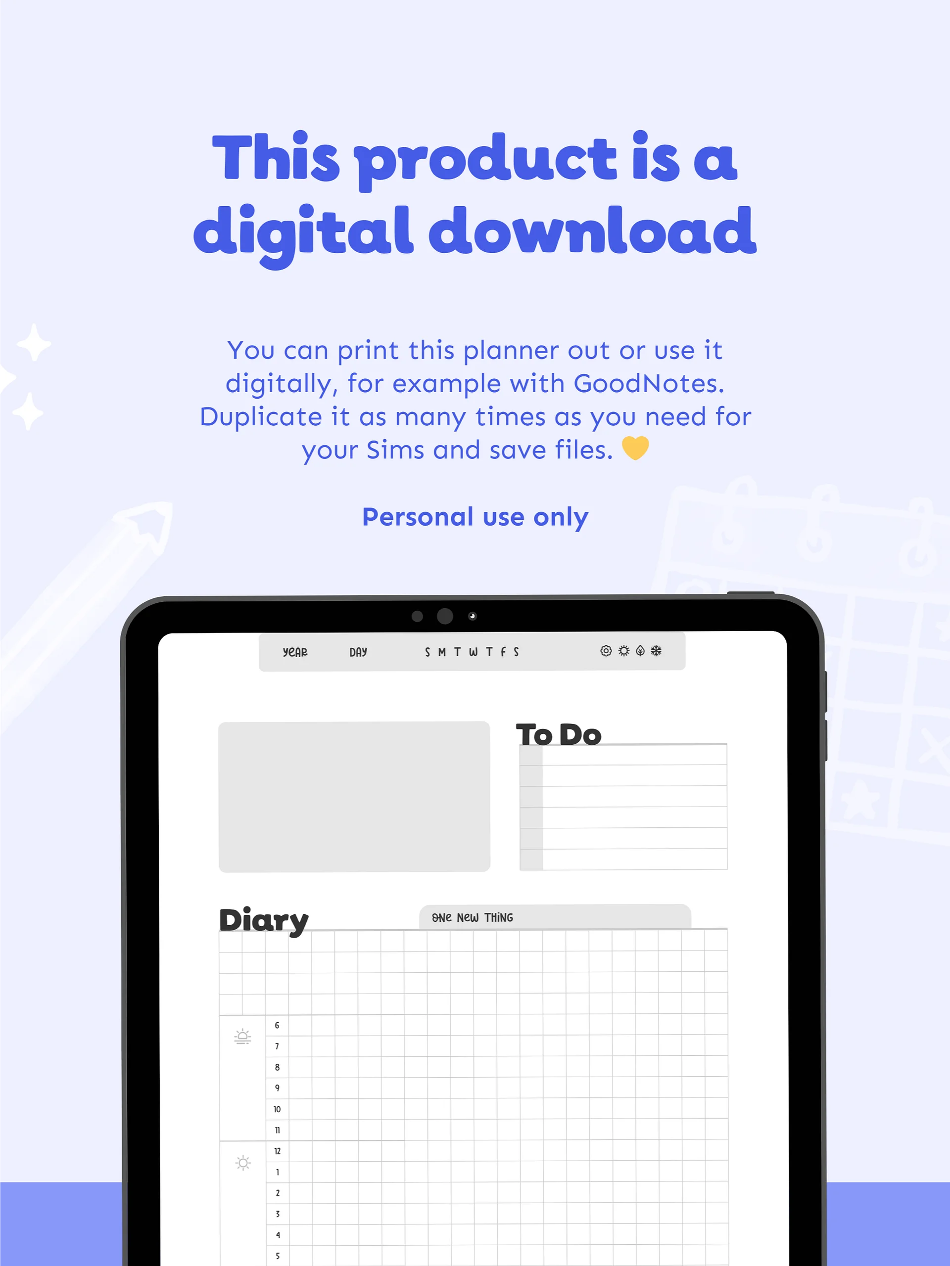 Sim Planner Printable product image (4)