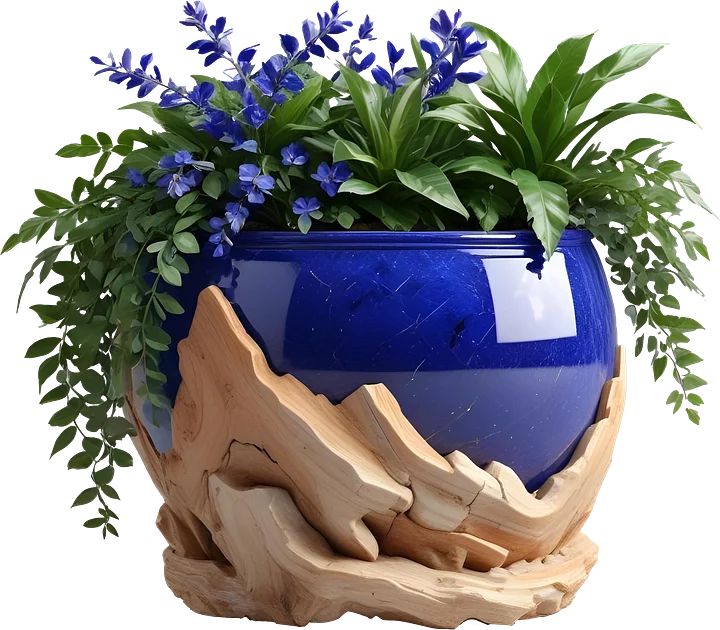 Wood & Lapis Elegance – Vase PNG SPA decor product image (1)