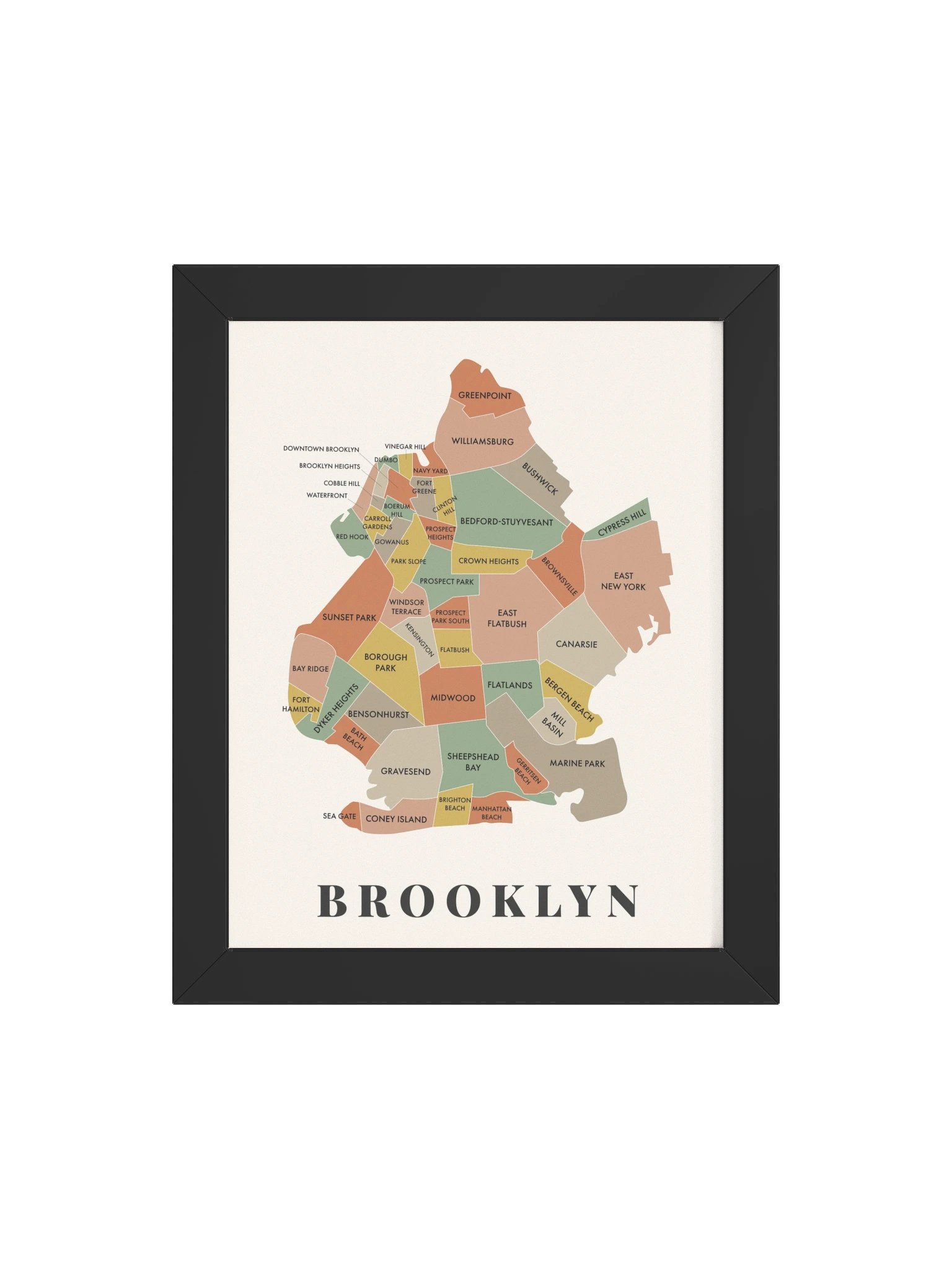 Brooklyn Neighborhood Map (Earth) | Framed product image (4)