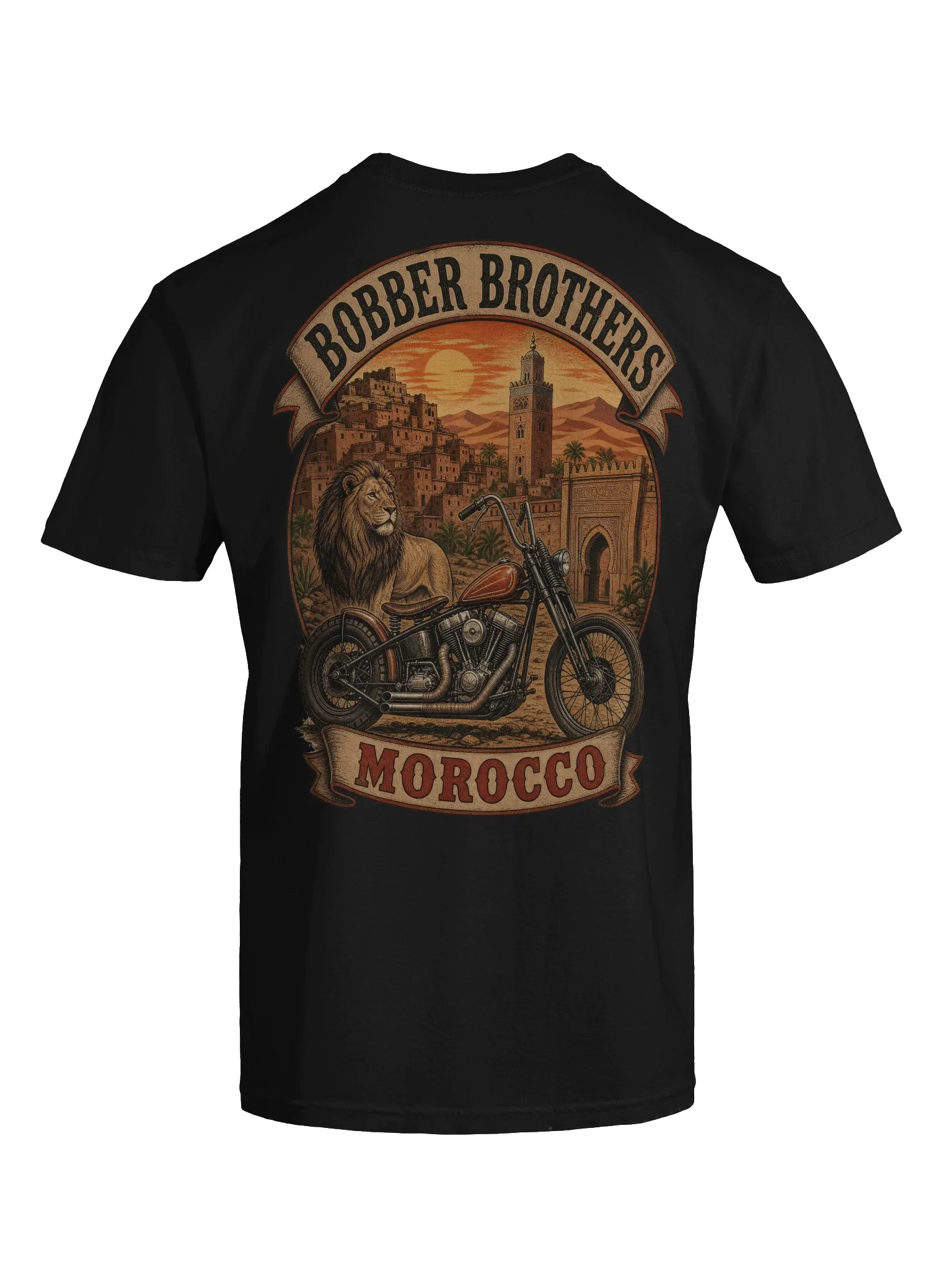 Morocco motorcycle t-shirt design by Bobber Brothers
