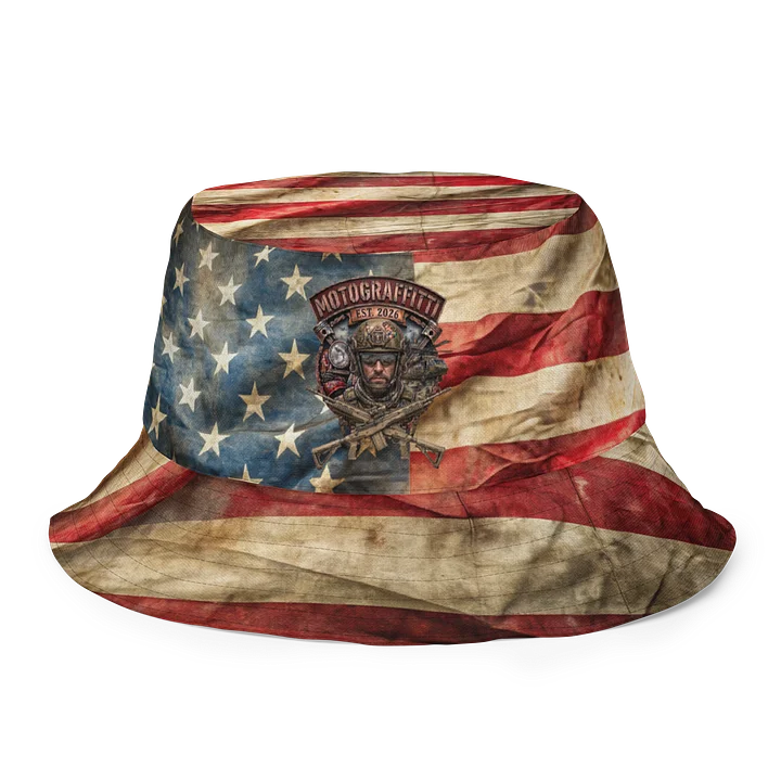 Murican Flag, Faded, MötoGraffitti Logo'd Reversible Boonie Cap product image (2)