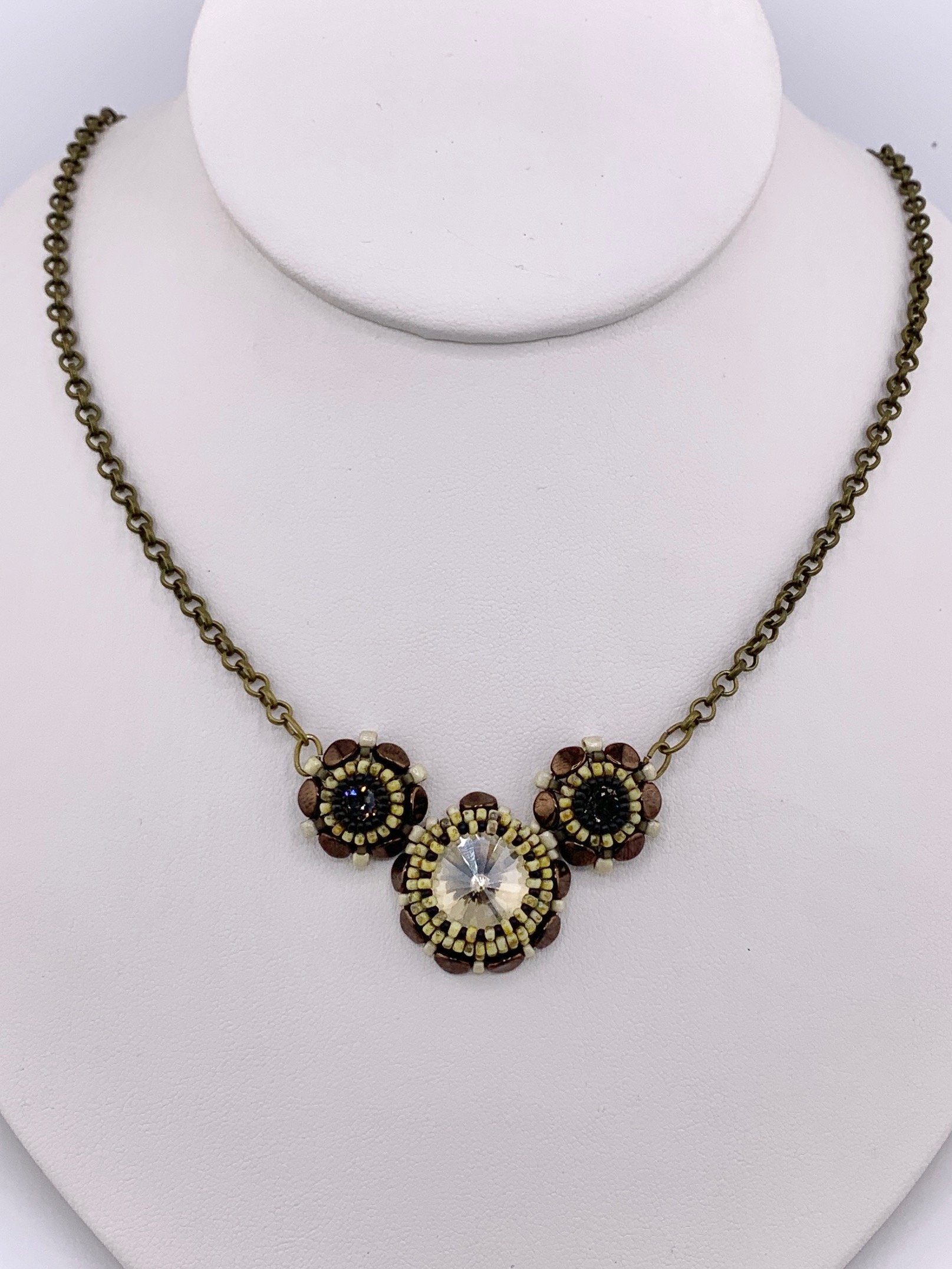 Spellbound Beaded Crystal Pendant Necklace - Bronze product image (3)