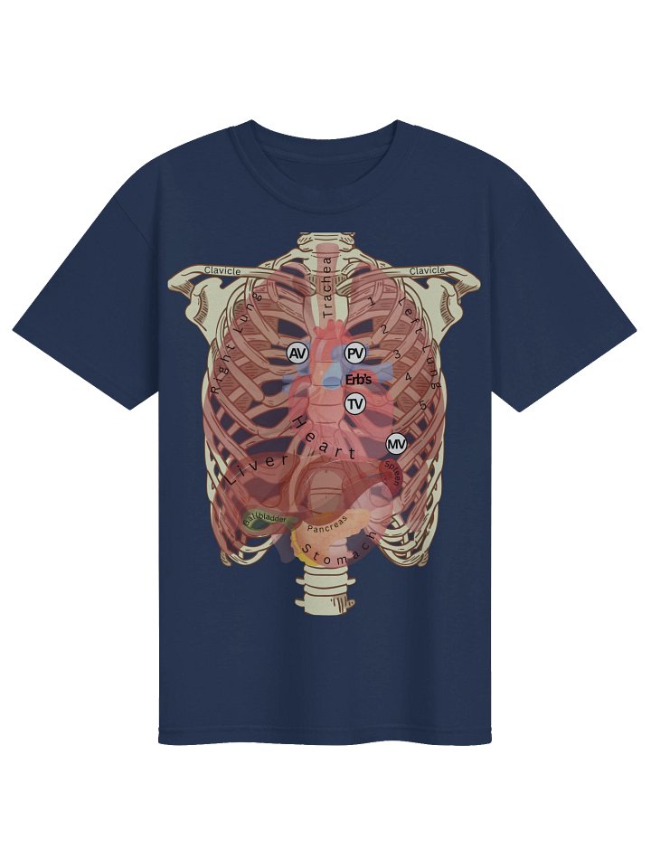 Heart Auscultation Points Anatomy Shirt | Internal Organs & Body Anatomy T-Shirt for Nursing Students by Nurse Sarah ® product image (9)