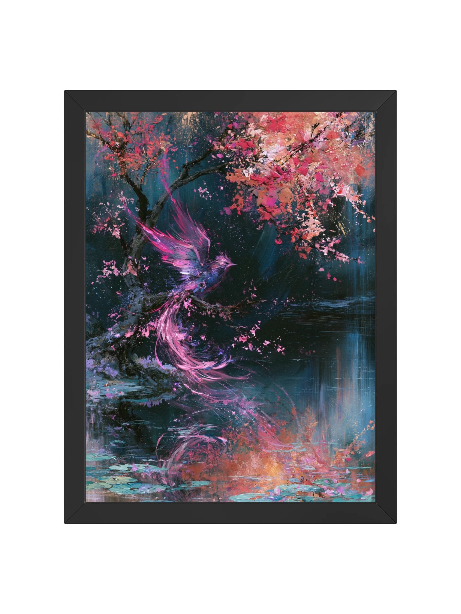 Fantasy Phoenix Framed Art Print — Phoenix in the Blossom Pond product image (5)