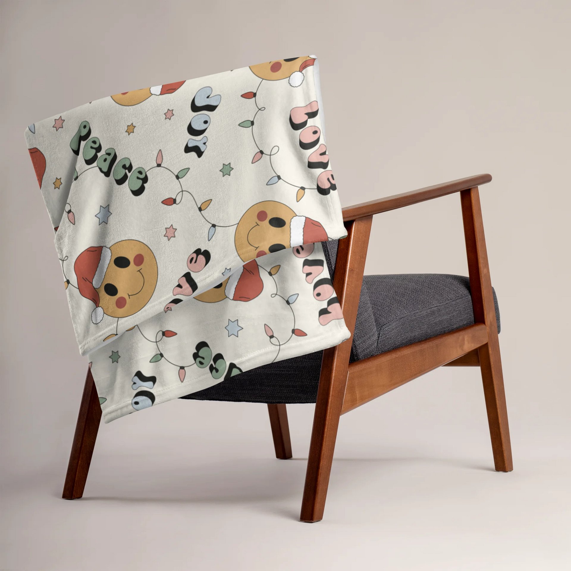 Peace Love Joy Santa Smiley Blanket product image (5)