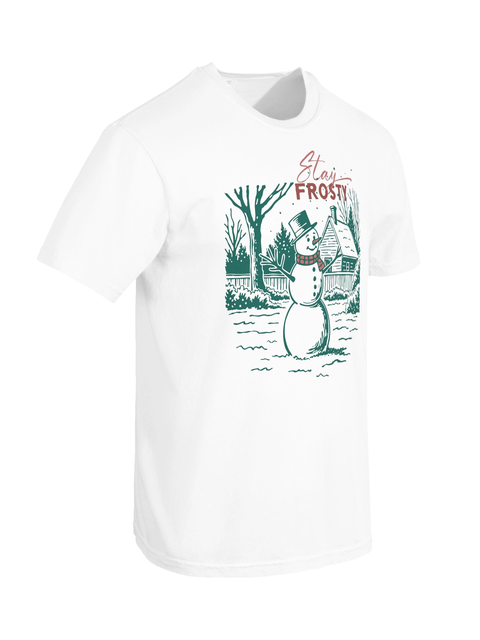 Stay Frosty retro Christmas t-shirt with a vintage snowman scene product image (46)