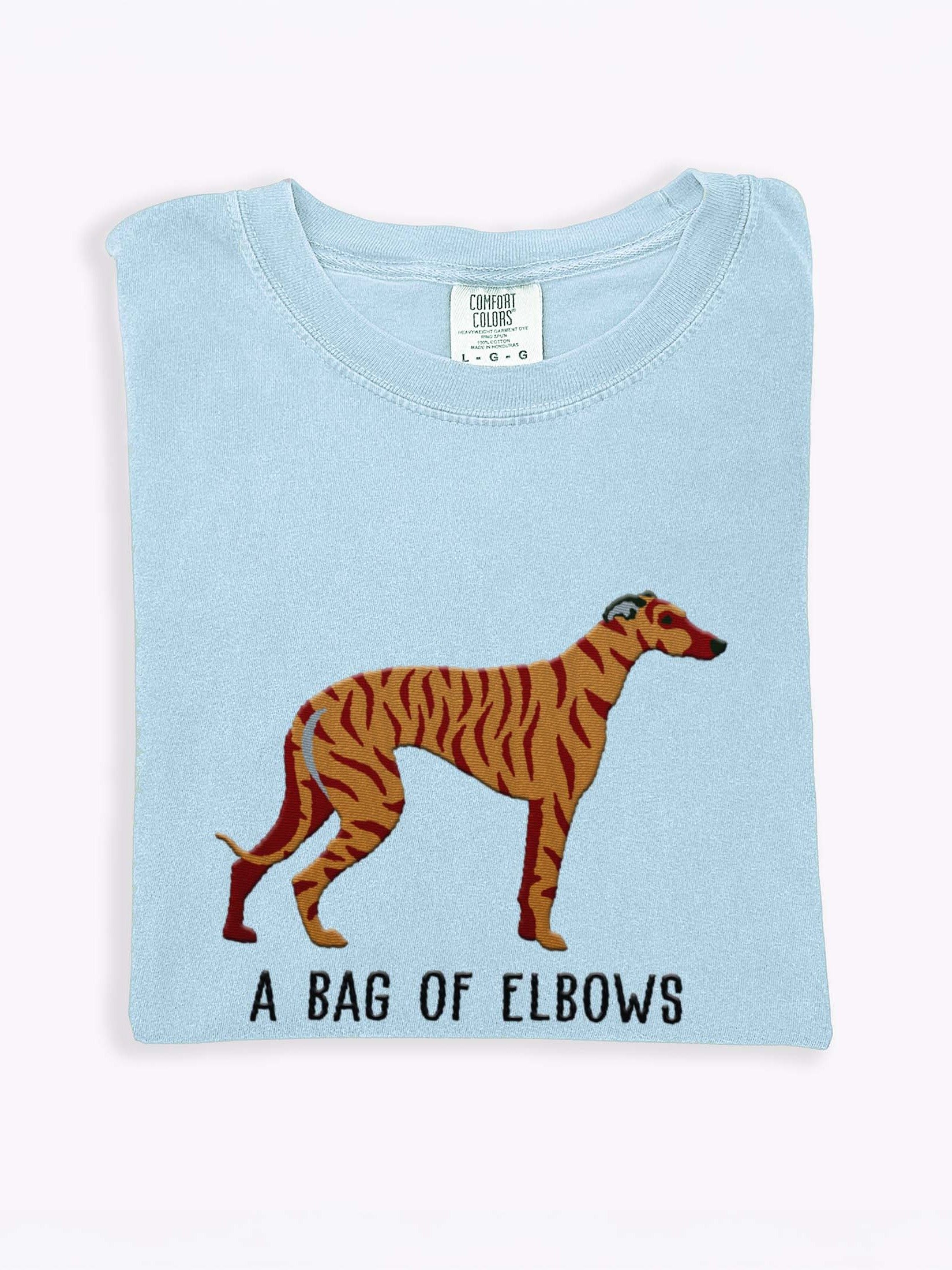 A Bag of Elbows T-Shirt(Embroidered) of a Greyhound(Brindle) product image (1)