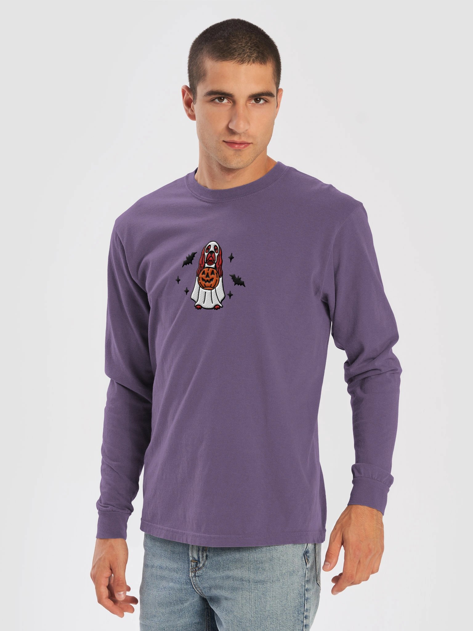Halloween American Cocker Spaniel(Red) Embroidered Long-sleeved T-Shirt product image (2)