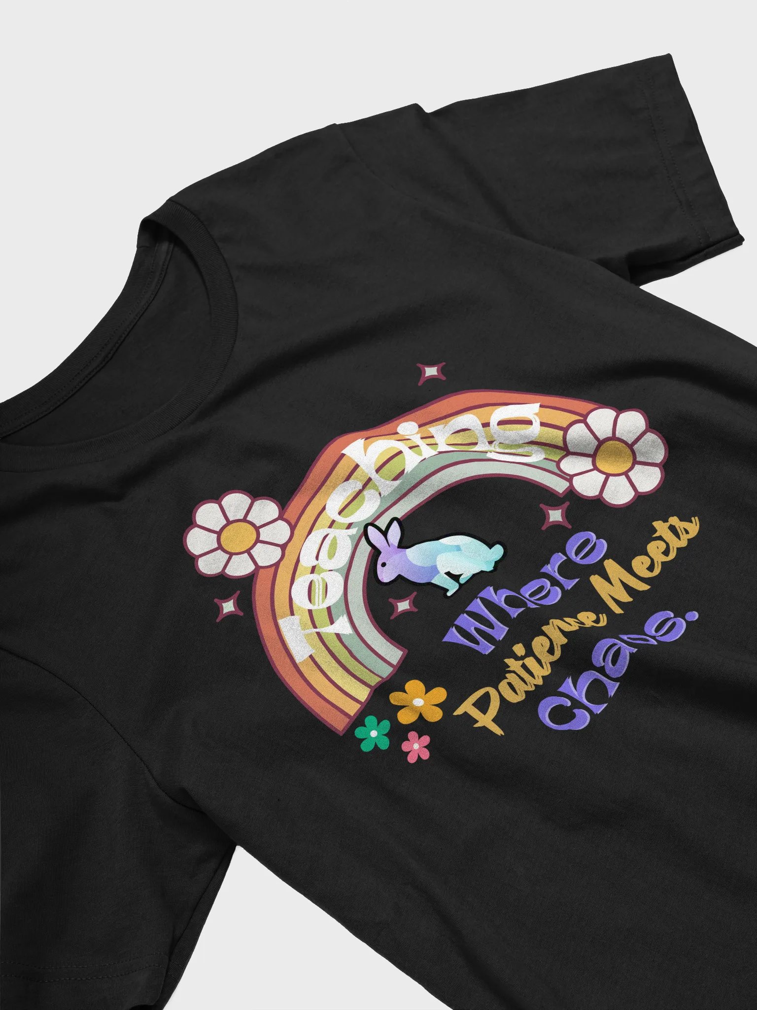 Bunny Teaching Where Patience Meets Chaos, Teachers Bella Canvas T-shirt product image (4)