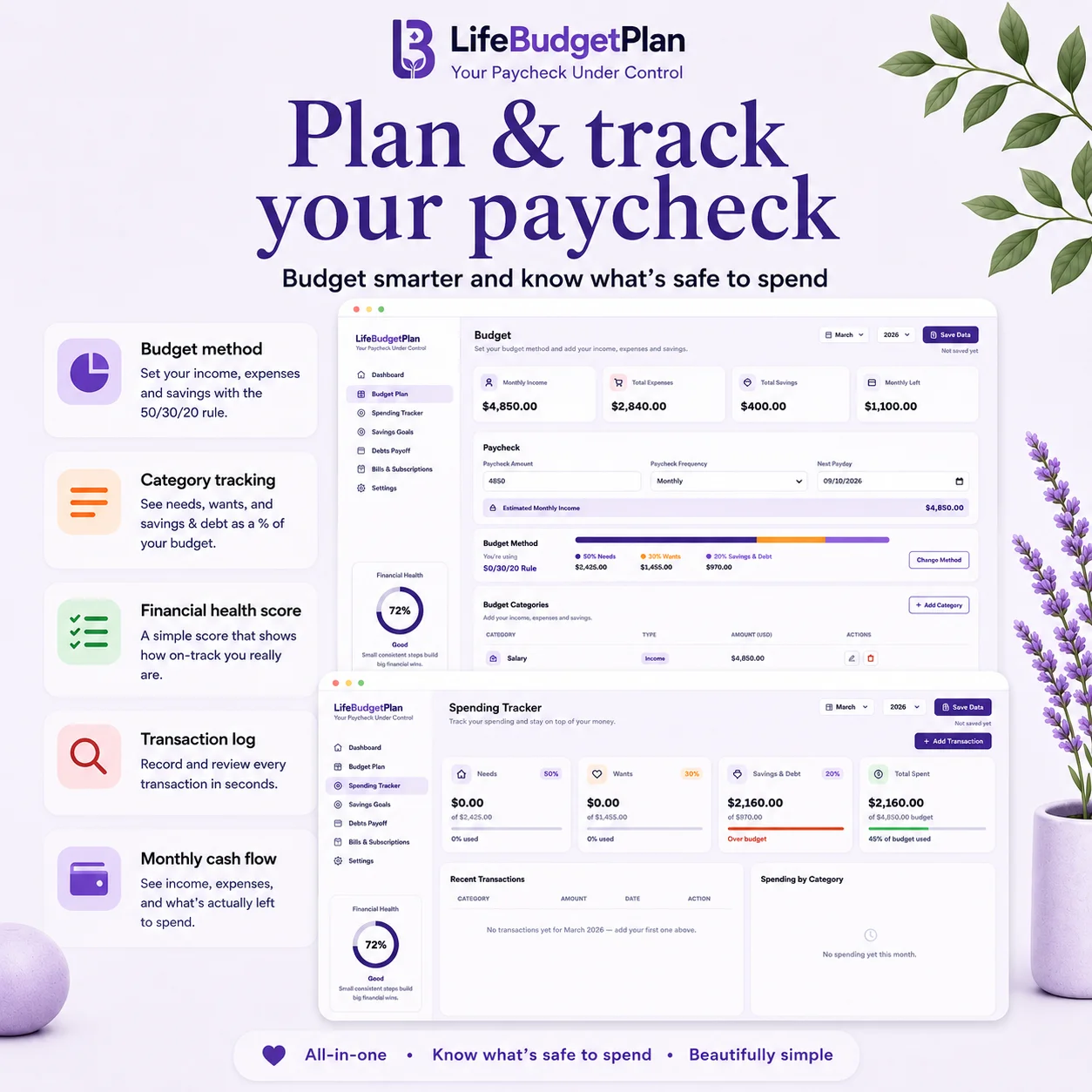 All in one paycheck planner.one simple system to know what's safe to spend product image (3)