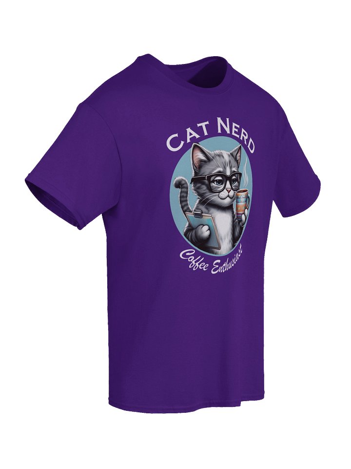 Cat Nerd Coffee Enthusiast Dark Version Unisex Heavyweight Graphic T-shirt product image (2)