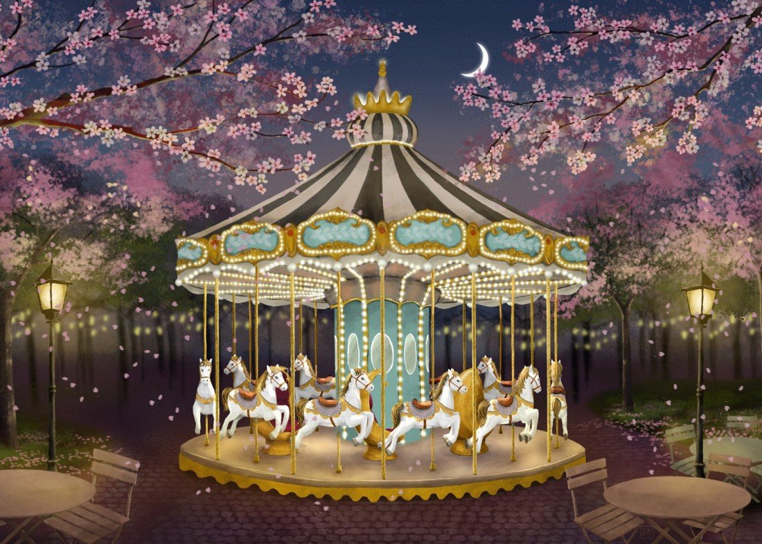 Spring Night Carousel Art Print product image (1)