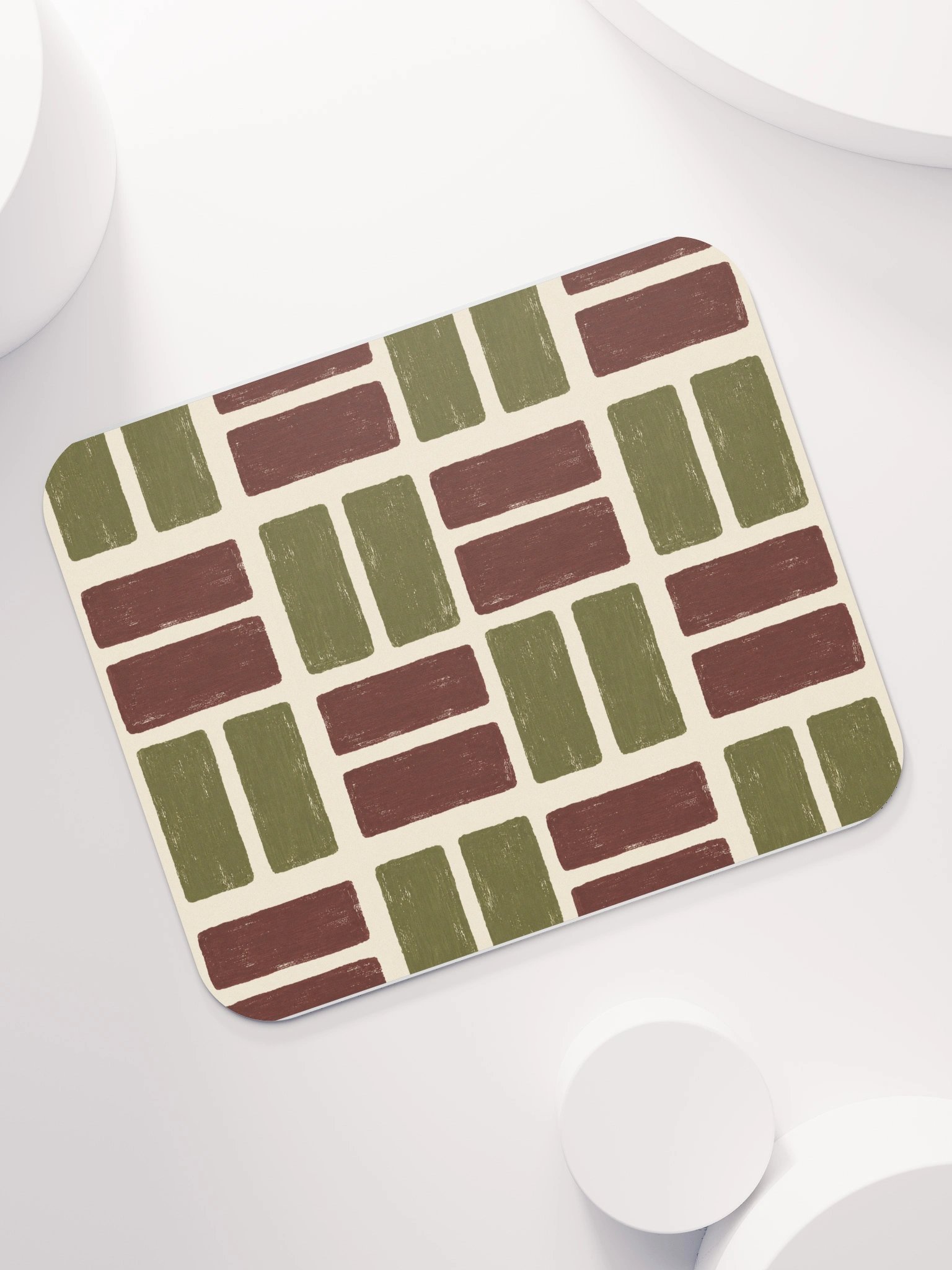 Olive Weave Classic Mouse Pad — Olive & Burgundy Check product image (7)