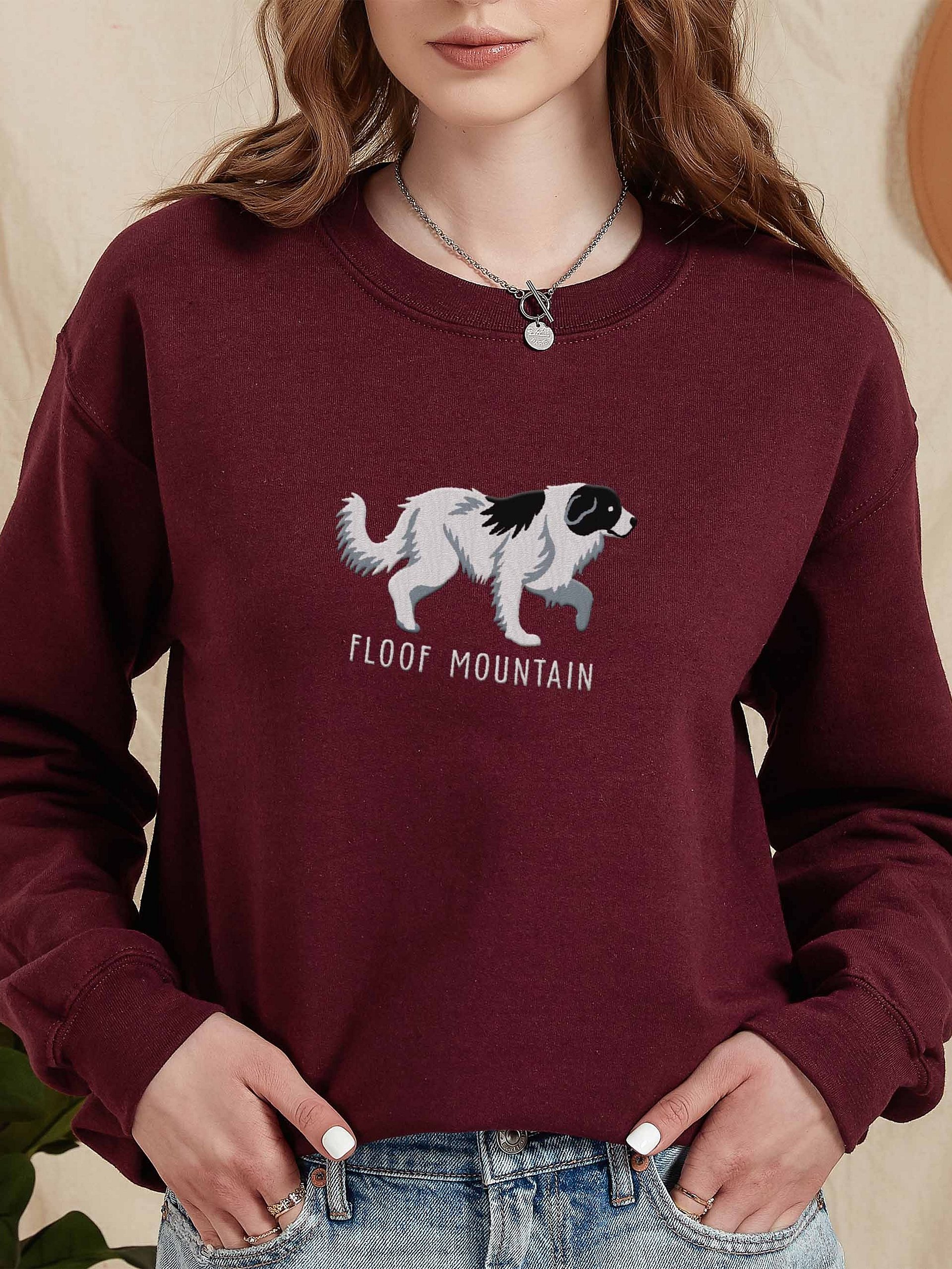 Floof Mountain Sweatshirt (Embroidered) of a Great Pyrenees(Black & White) product image (2)