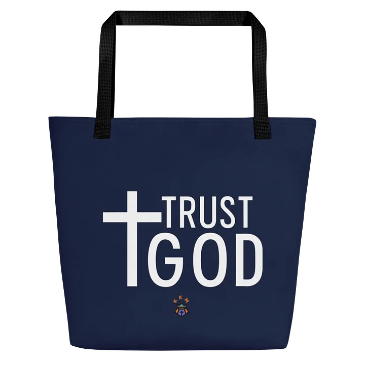 Trust God Tote Bag with Pocket - Blue product image (1)