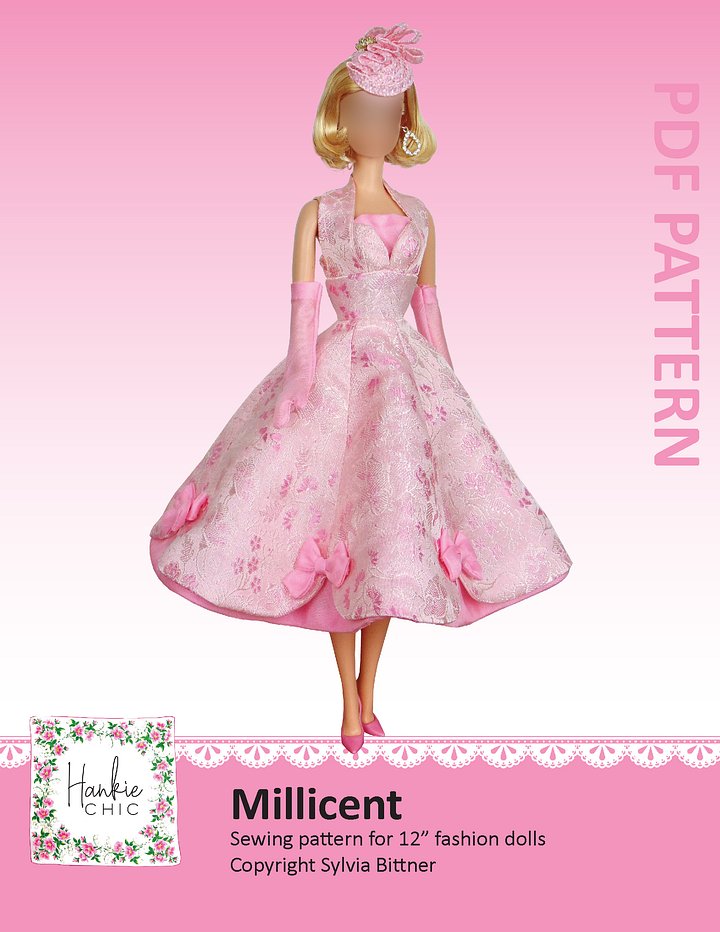 Millicent sewing pattern for 12" fashion dolls product image (1)