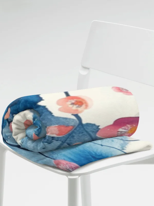 Traditional Japanese Watercolor Throw Blanket - Pink Plum Blossom Cozy product image (15)