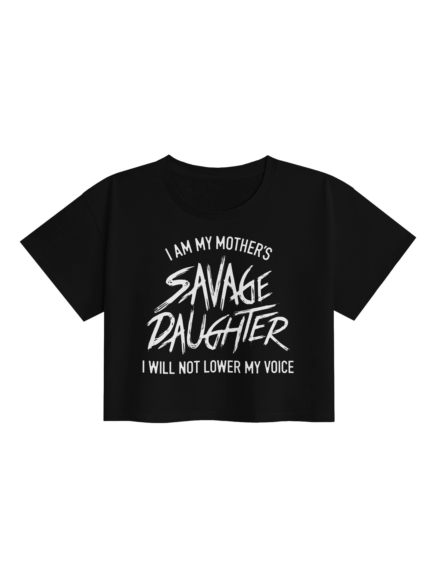 Savage Daughter Crop Top (white print) product image (1)