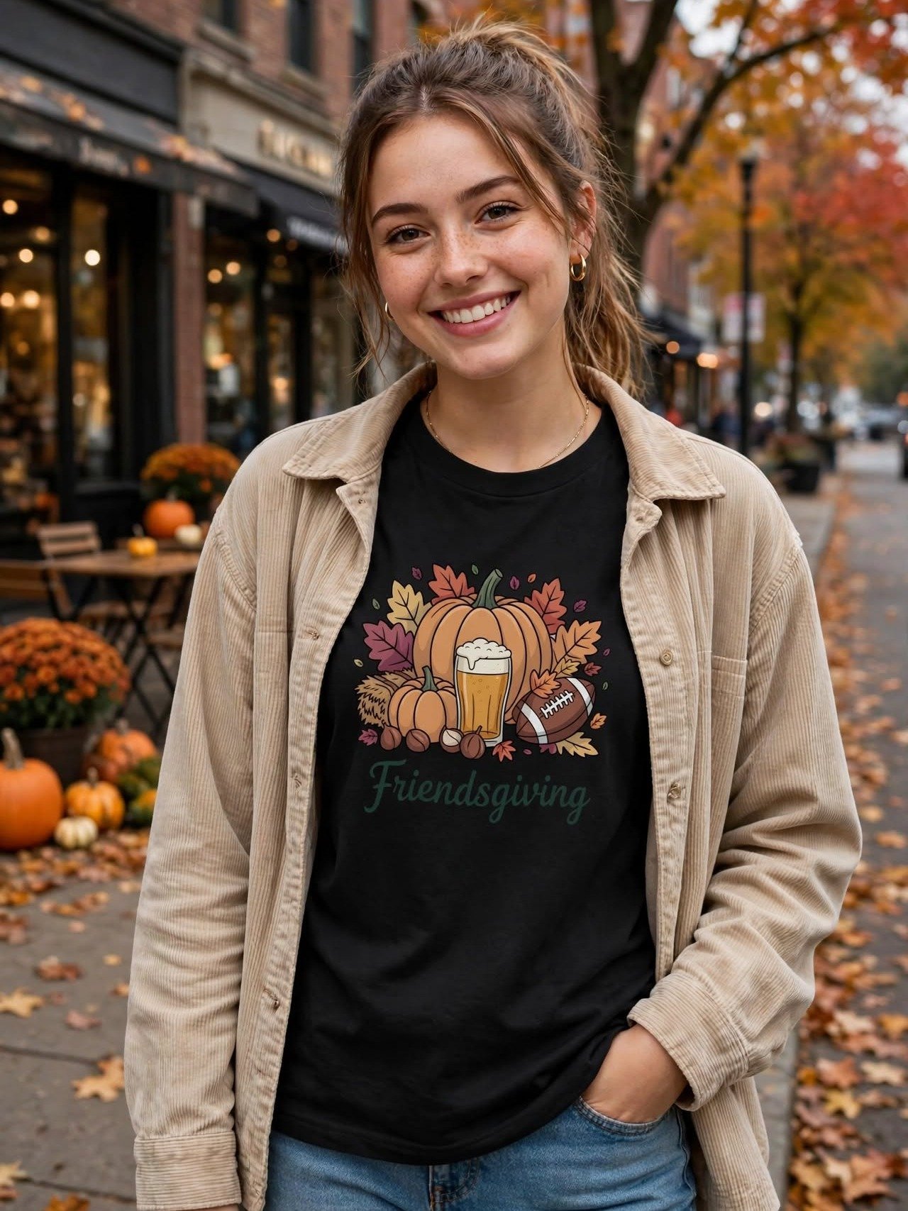Friendsgiving Pumpkin Football Tee product image (1)