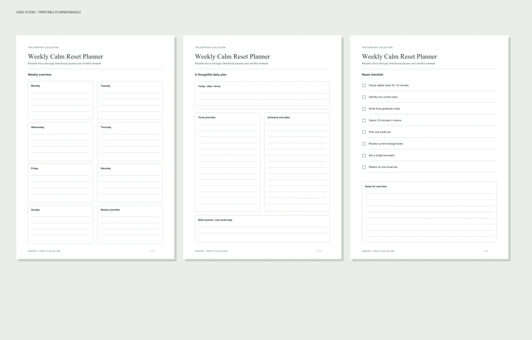 Weekly Calm Reset Planner | Printable Planner and Checklist product image (1)