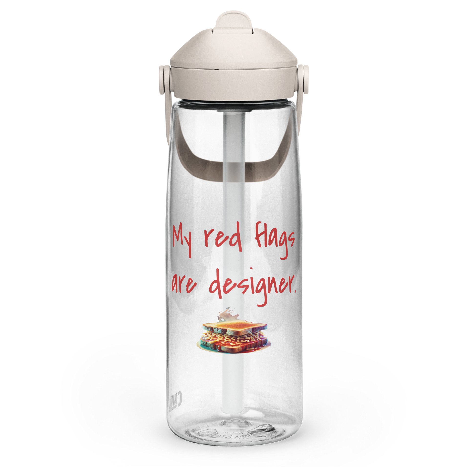 Designer Red Flags Flip Straw Water Bottle product image (1)