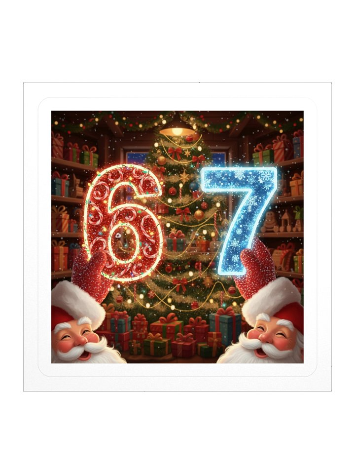 6 7 Meme Sticker Santa Claus And Christmas Tree 3in x 3in product image (1)