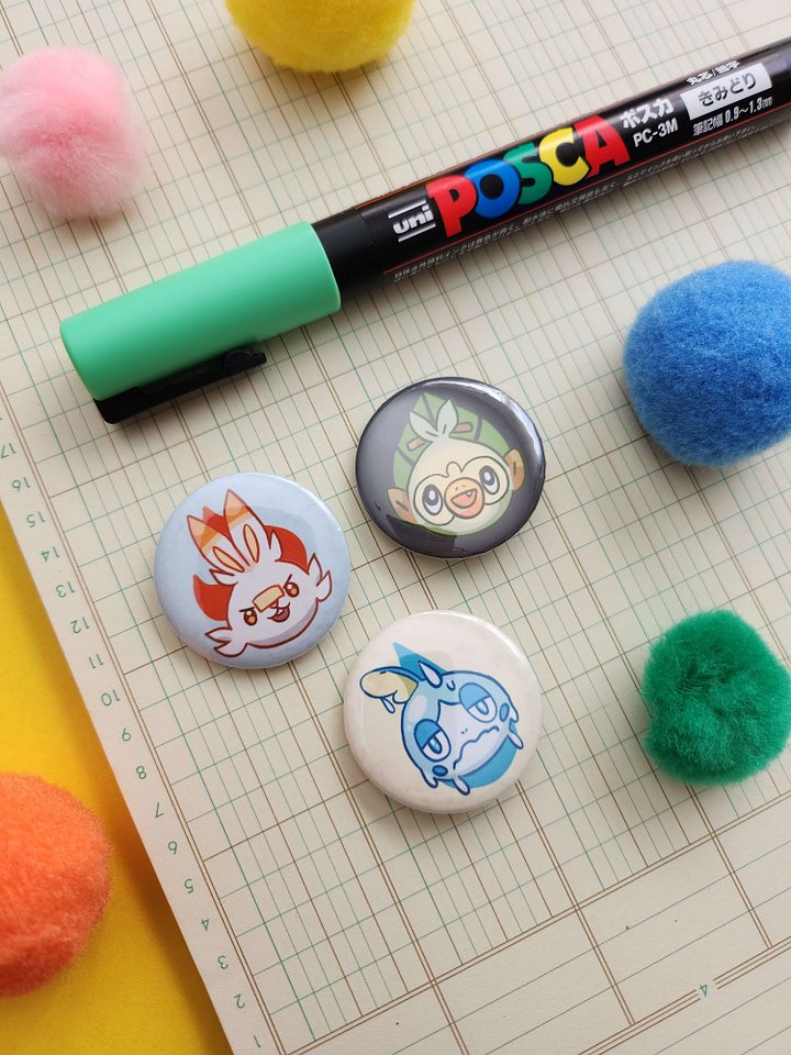 Pokemon Sword & Shield // 2019 Starter Buttons Set //⚠️ LAST CHANCE SALE product image (1)