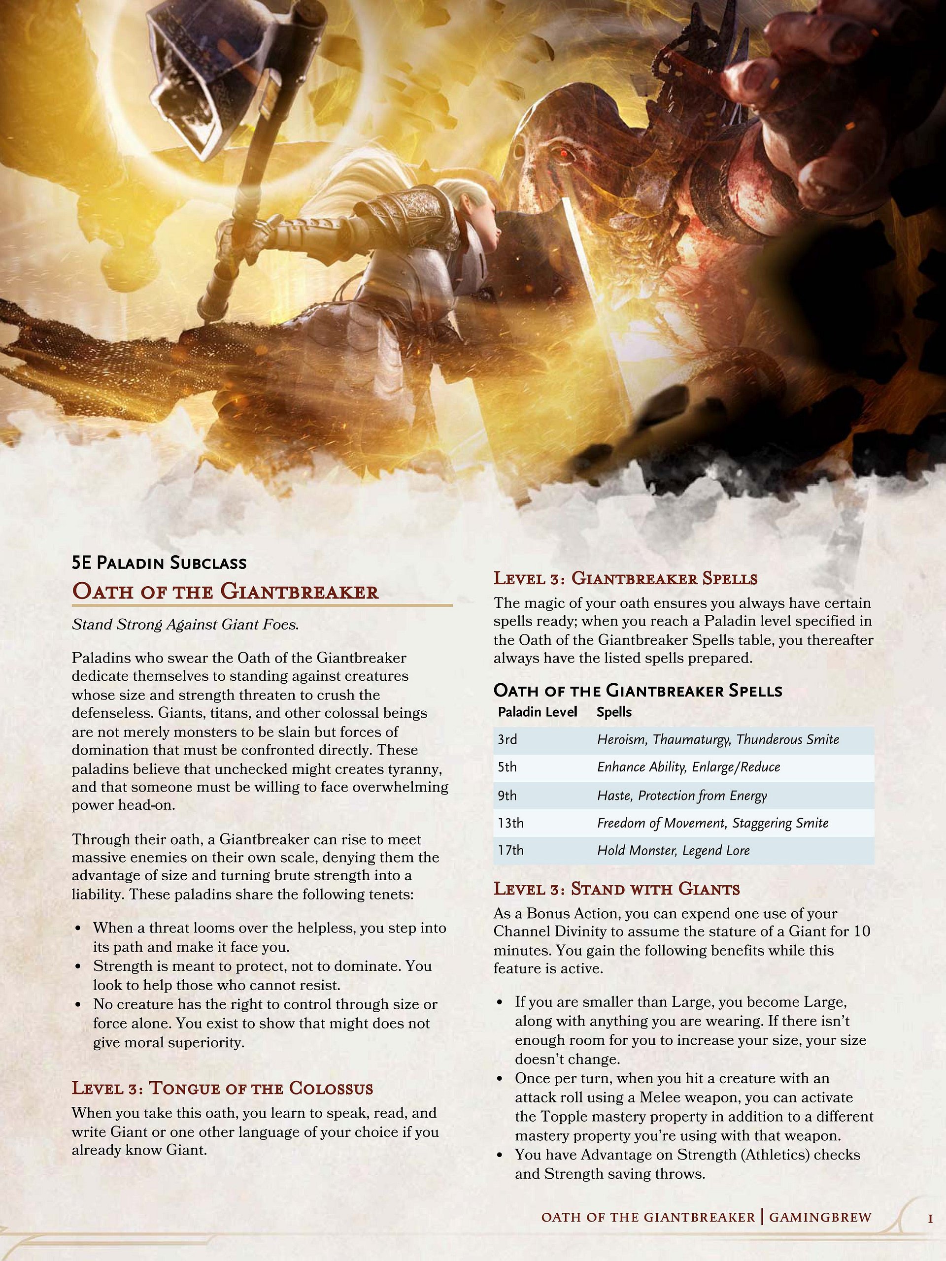 Oath of the Giantbreaker | 5.5E Paladin Subclass product image (2)