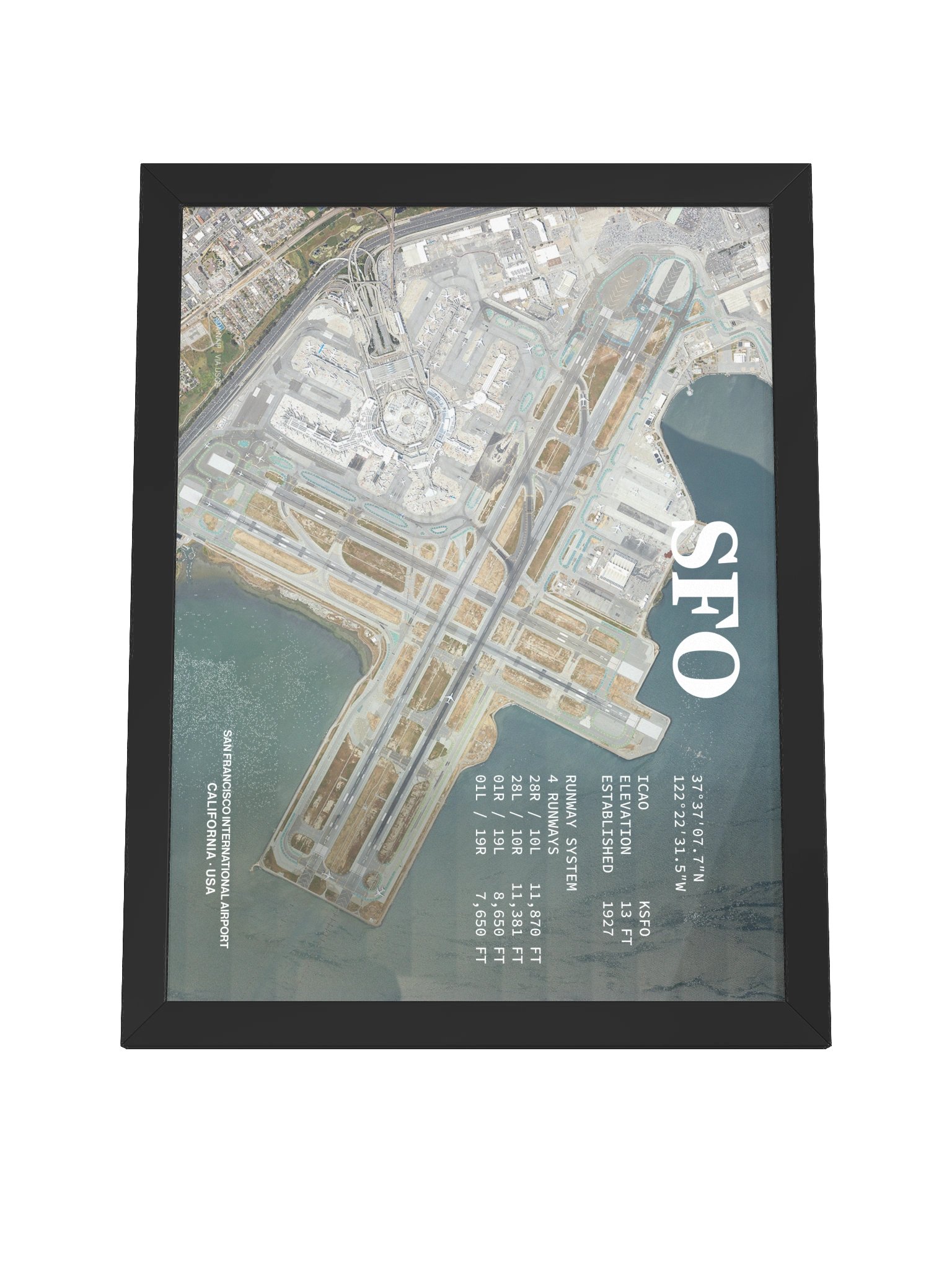 SFO - San Francisco International Airport Framed Aerial Print product image (24)