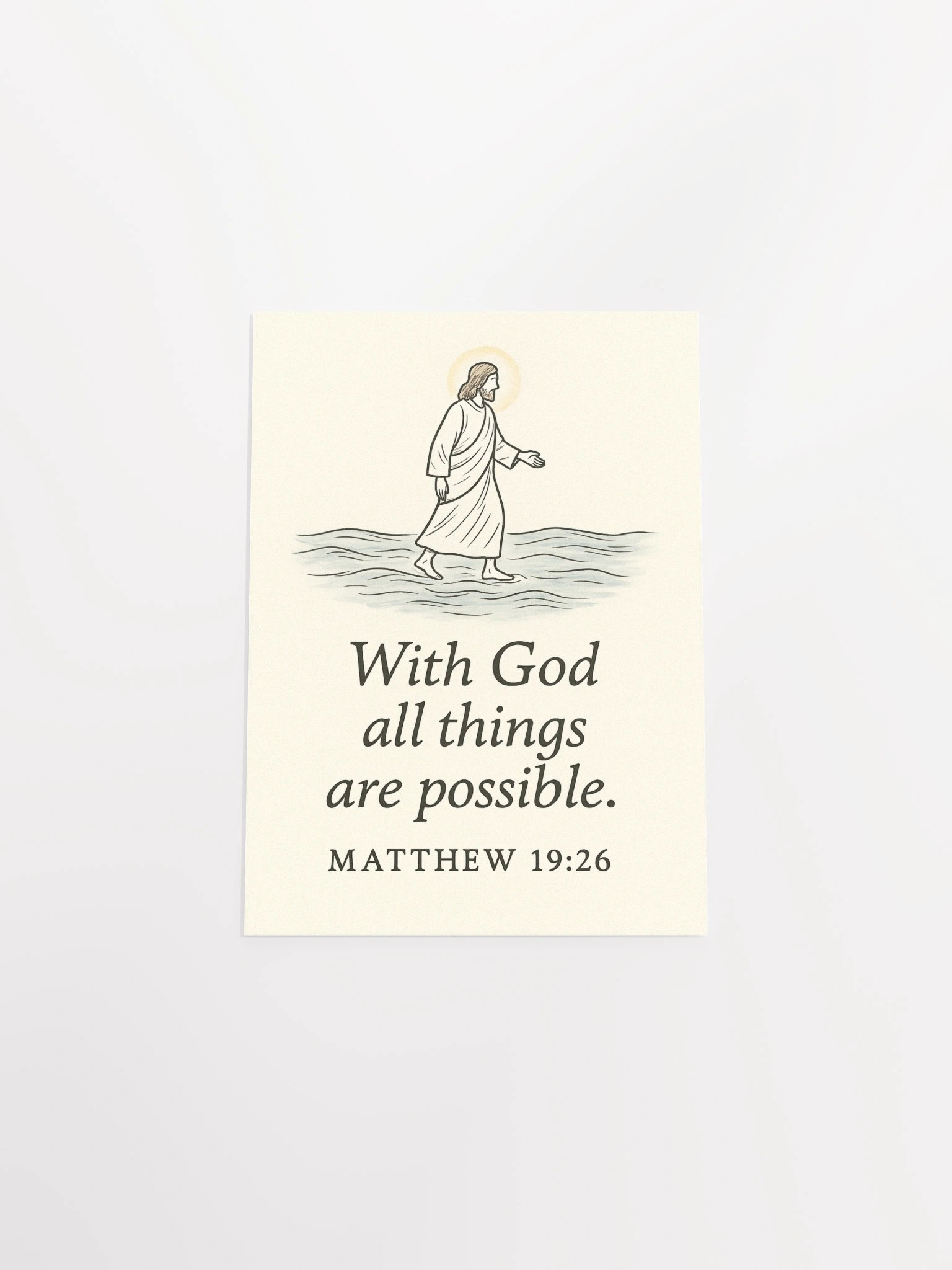 Matthew 19:26 Christian Poster – With God All Things Are Possible Scripture Wall Art product image (4)