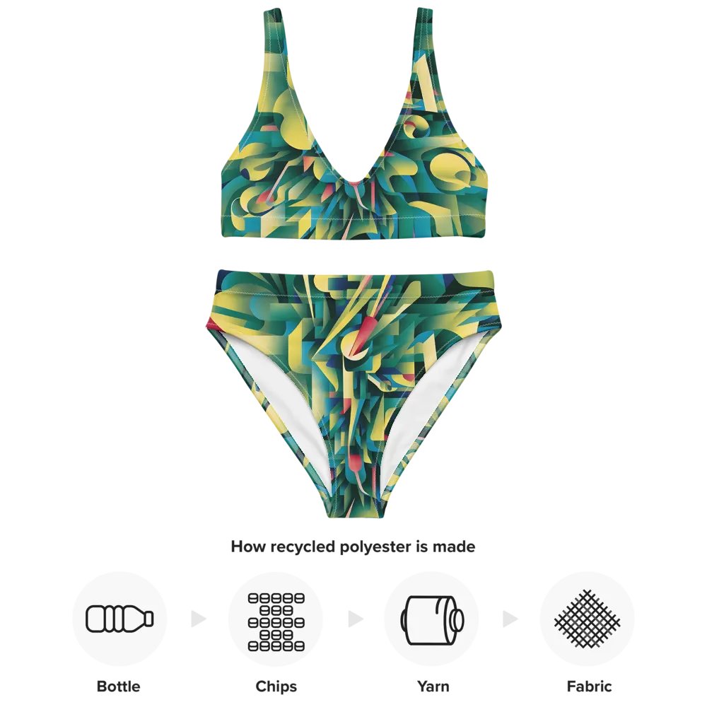 Abstract Lithographic Pattern Design High Waisted Bikini - V8 product image (3)