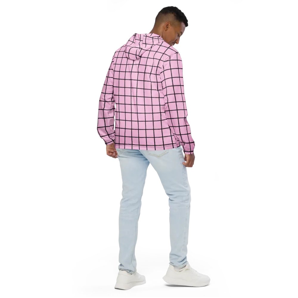 Pink Grid Men's Windbreaker product image (4)