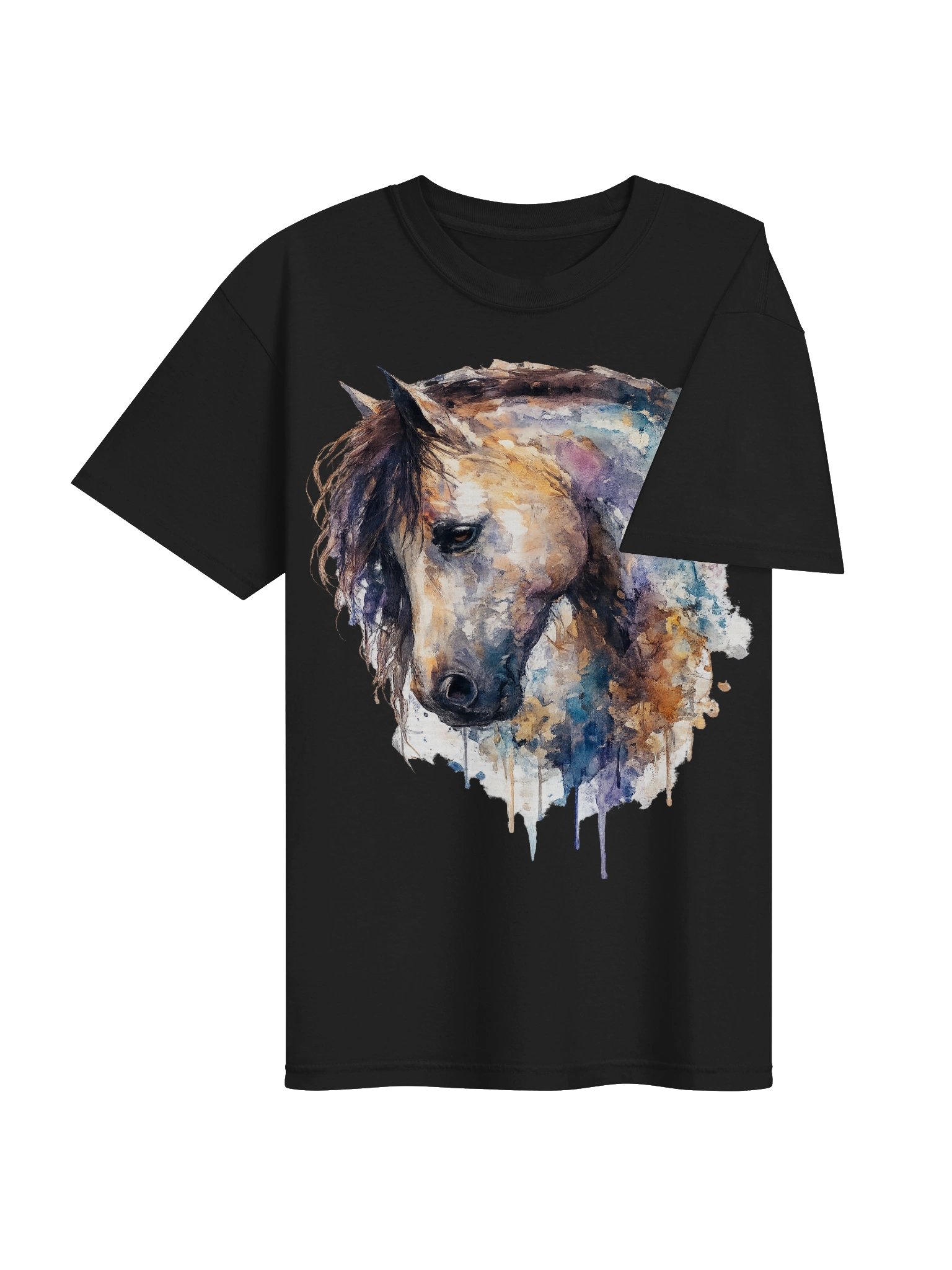 Watercolor Horse Portrait Graphic Tee | Artistic Equestrian Shirt product image (4)