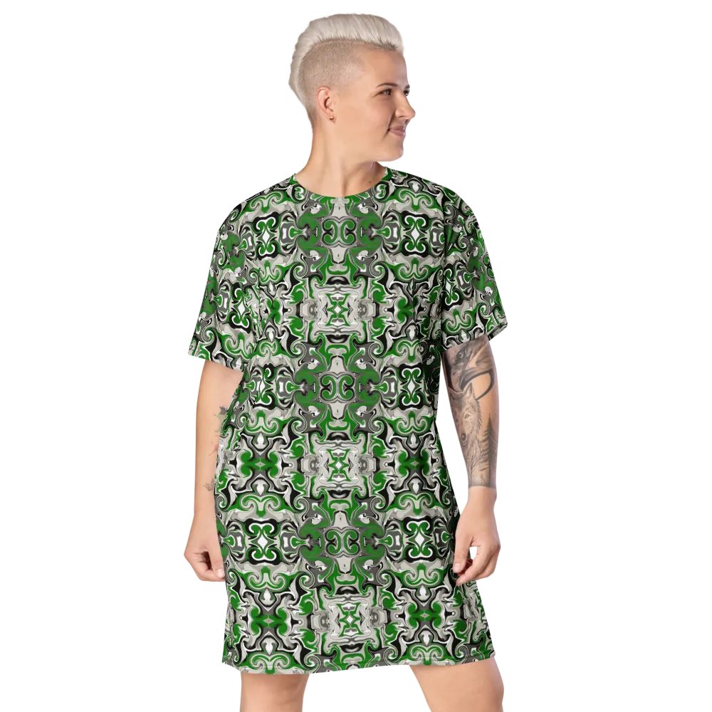 Green Baroque T-Shirt Dress product image (7)