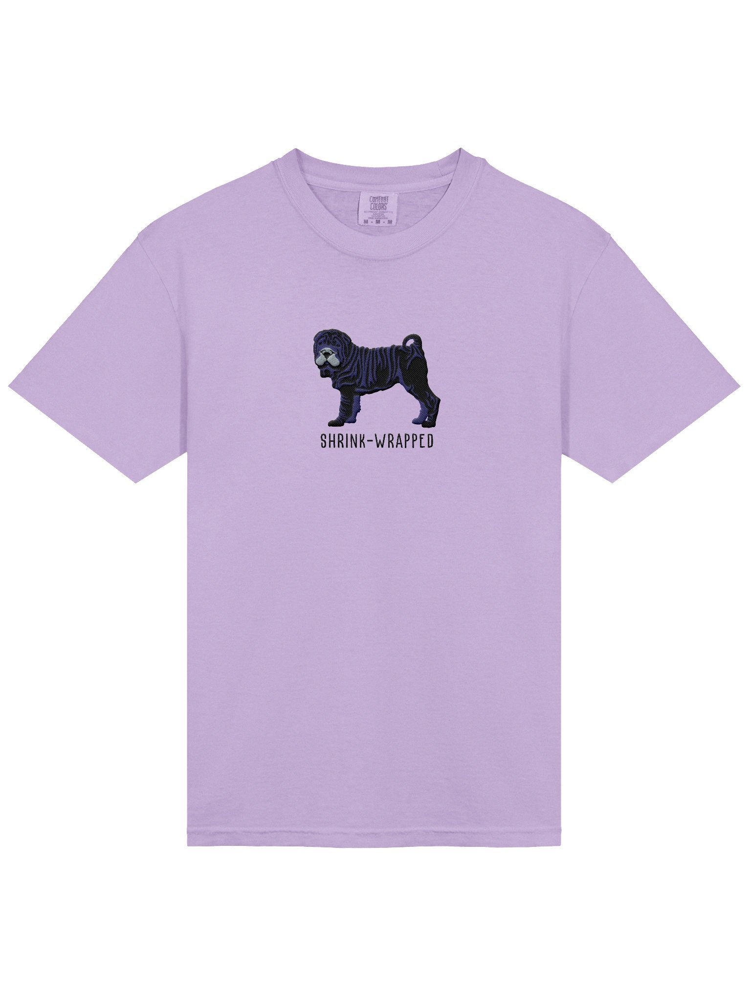 Shrink-Wrapped T-Shirt(Embroidered) of a Chinese Shar-Pei(Black) product image (6)