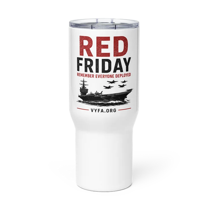 BOLD RED — "Remember Everyone Deployed" Travel Mug product image (3)