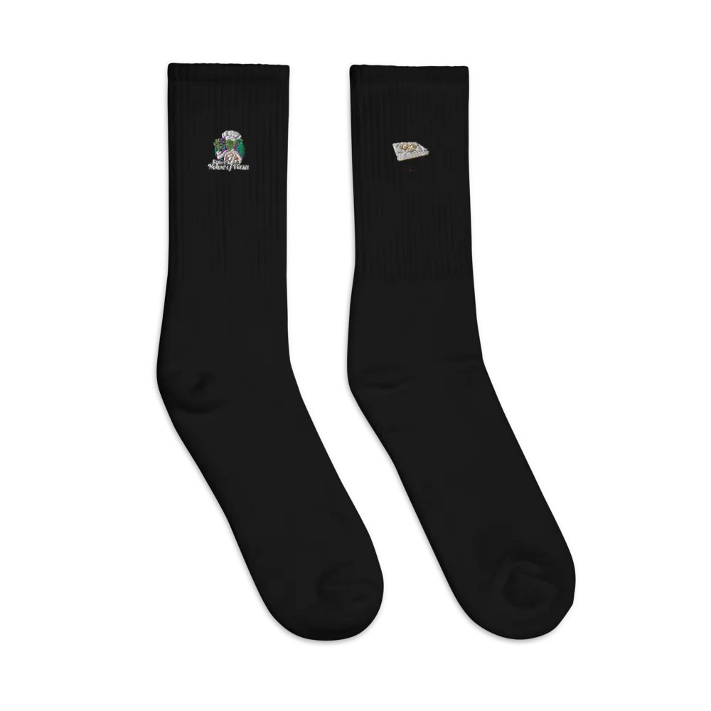 Squee’s House of Pizza Embroidered Crew Socks product image (1)