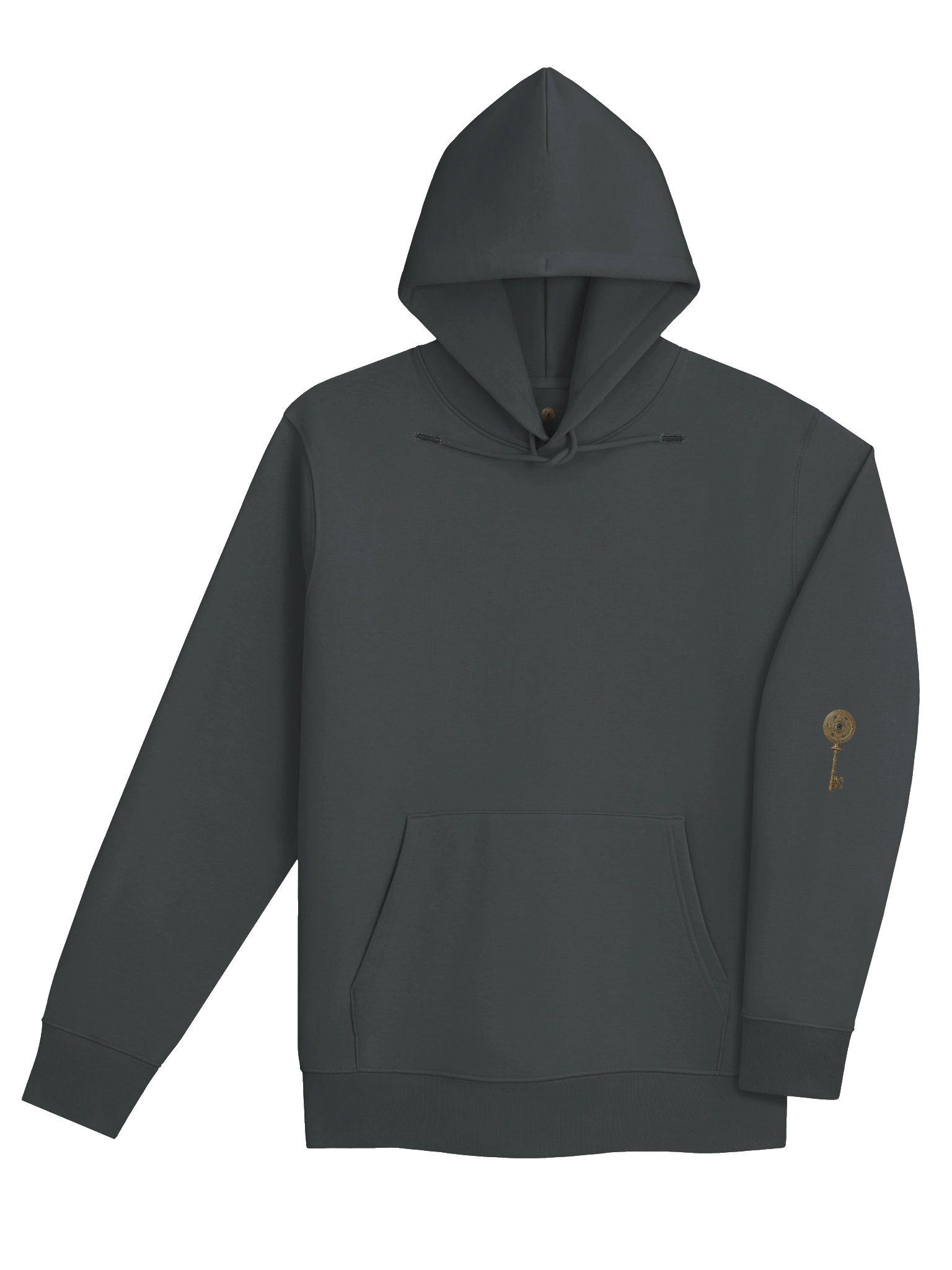 The Gatekeeper’s Key – India Ink Grey Reverse Arm Edition (Back + Left Sleeve Print) | Organic Hoodie product image (4)