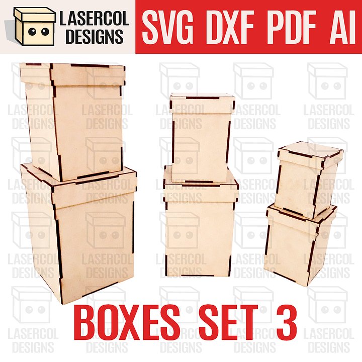 Boxes Set 3 (6 sizes) - Laser Cut Files product image (1)