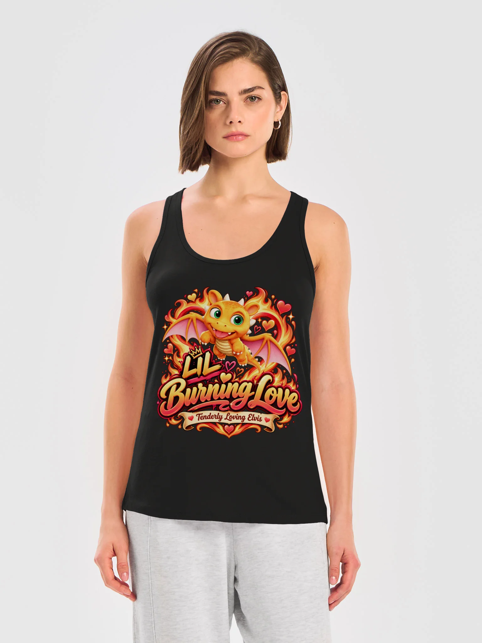 Lil’ Burning Love — Tenderly Loving Elvis Racerback Tank product image (3)