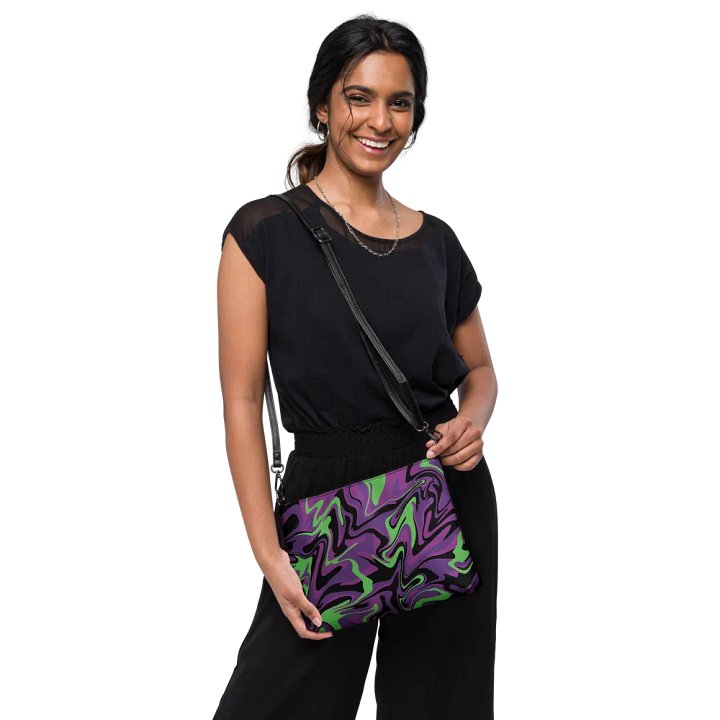 Purple Lime Swirl Flip-Sided Faux Leather Crossbody Bag product image (2)